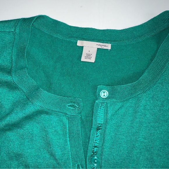 Halogen Women’s Cardigan Sweater Size Large Green Button Up Soft Viscose Blend - Picture 2 of 7